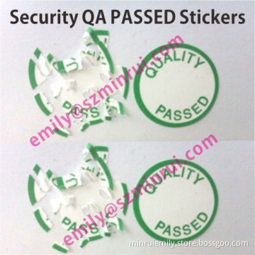Prompt Quality Passed Destructible Labels,dia 20mm Round Security Calibration Qa Passed Labels,eggshell Stickers 
